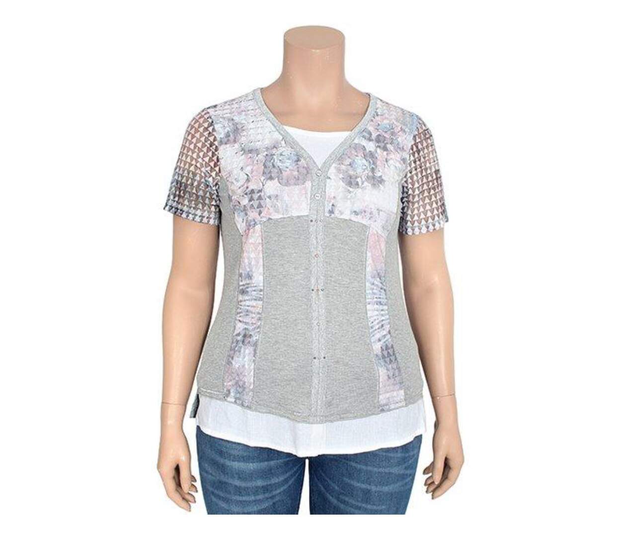Tee-shirt MAYFLOWER BAG15087A à superposition : l'élégance fantaisie en pur coton-5