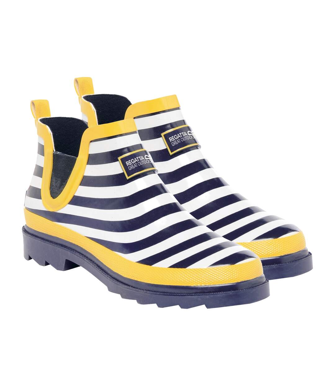 Bottines de pluie harper femme bleu marine/blanc/jaune Regatta