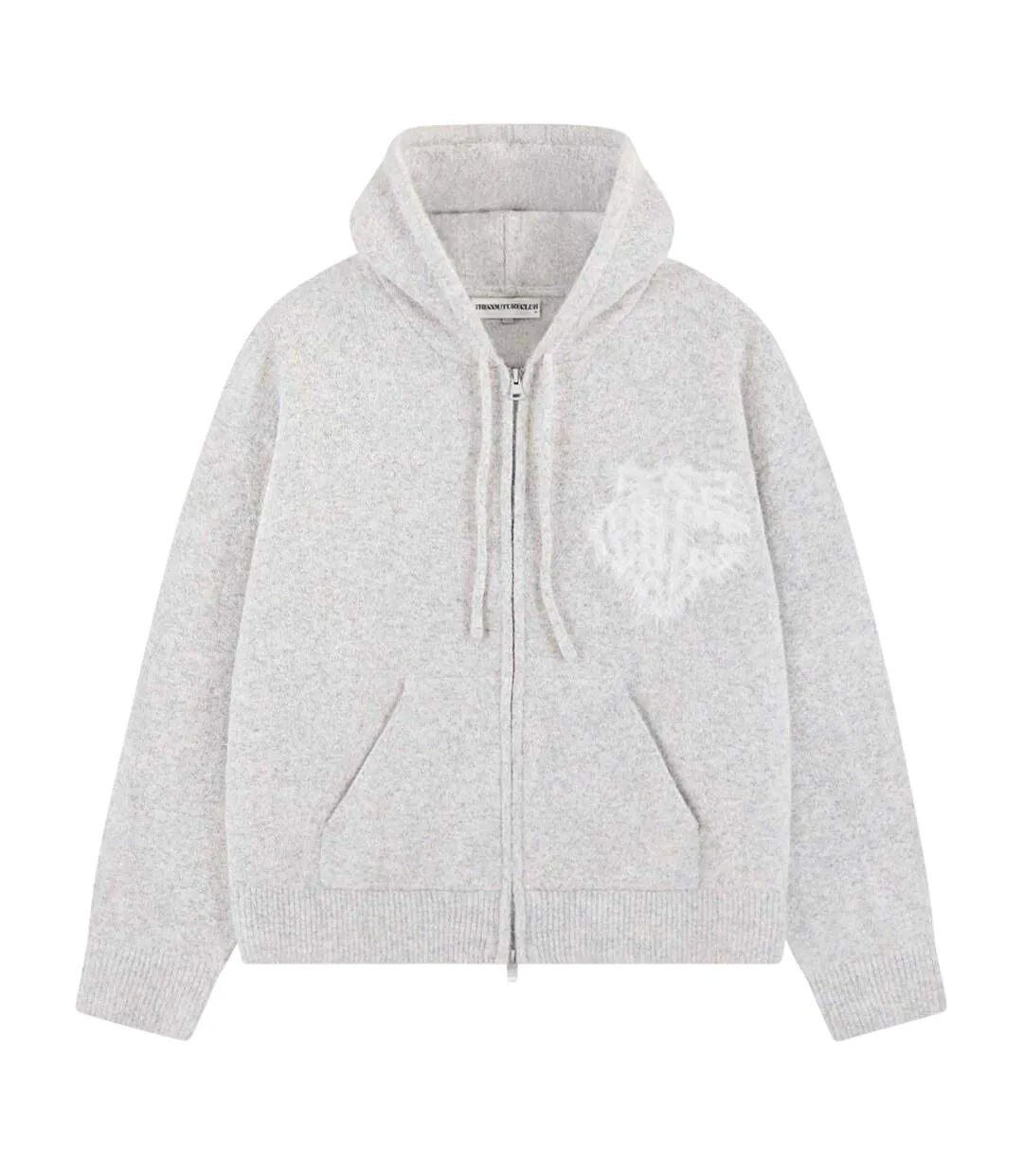 Mens Wool Blend Soft Full Zip Hoodie Grey Couture Club-1