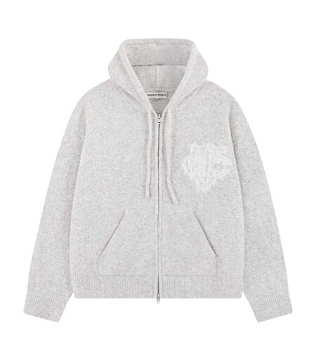 Mens Wool Blend Soft Full Zip Hoodie Grey Couture Club
