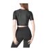 Womens/ladies Plain Crop T-shirt Black Certified-3