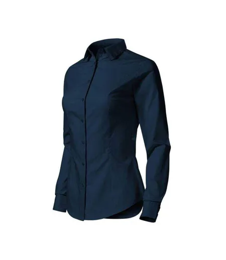 Womens/ladies Tailored Shirt Navy Blue Malfini