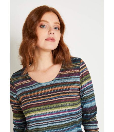 T-shirt chaud rayé col rond manches longues