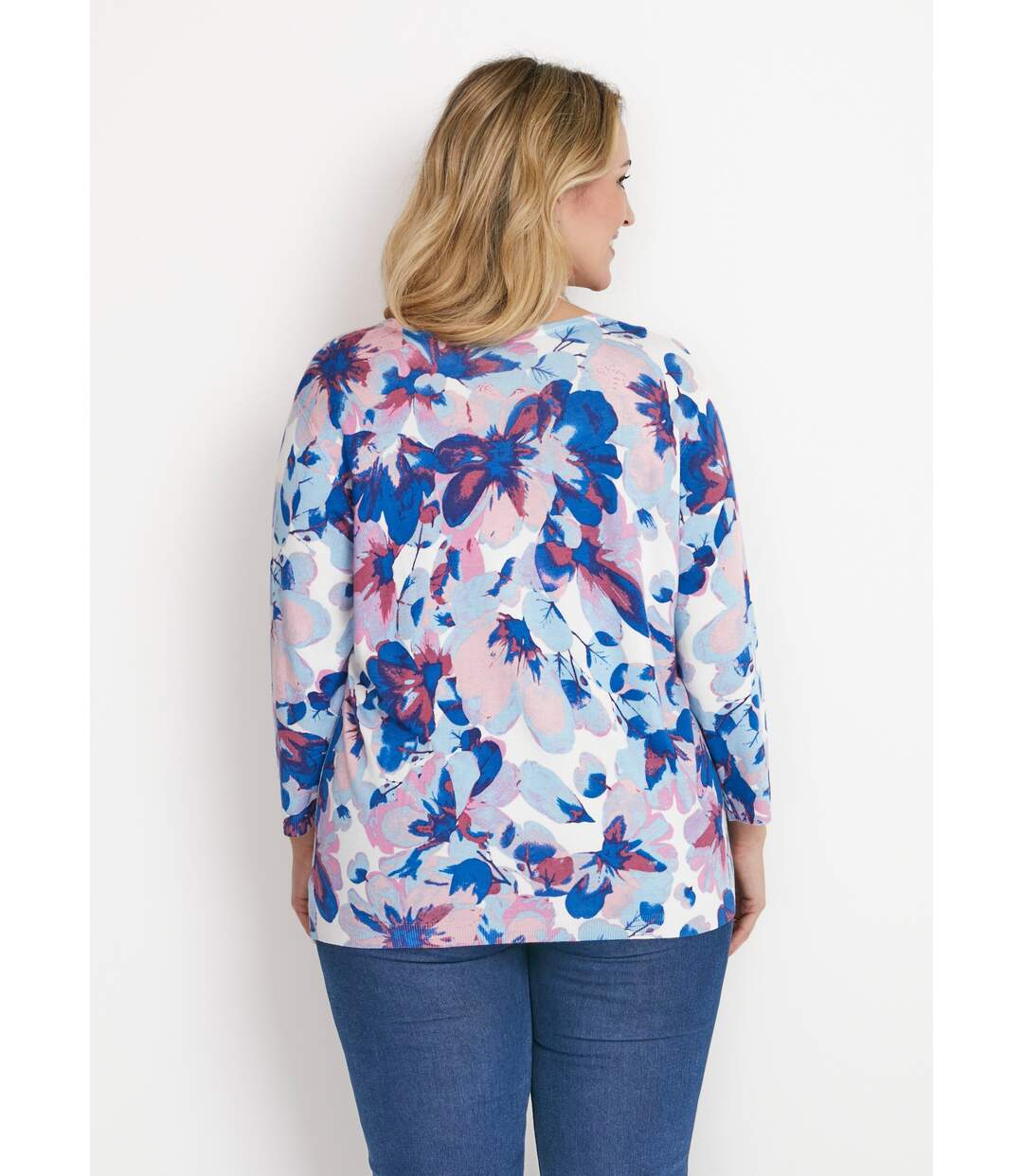 Pull manches 3/4 imprimé floral-2