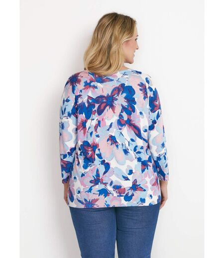 Pull manches 3/4 imprimé floral