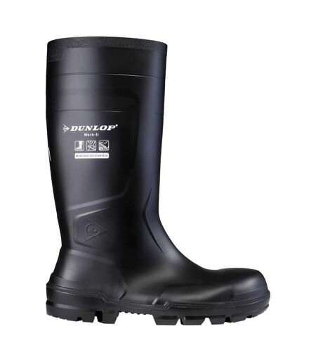 Unisex adult work-it safety wellington boots black Dunlop