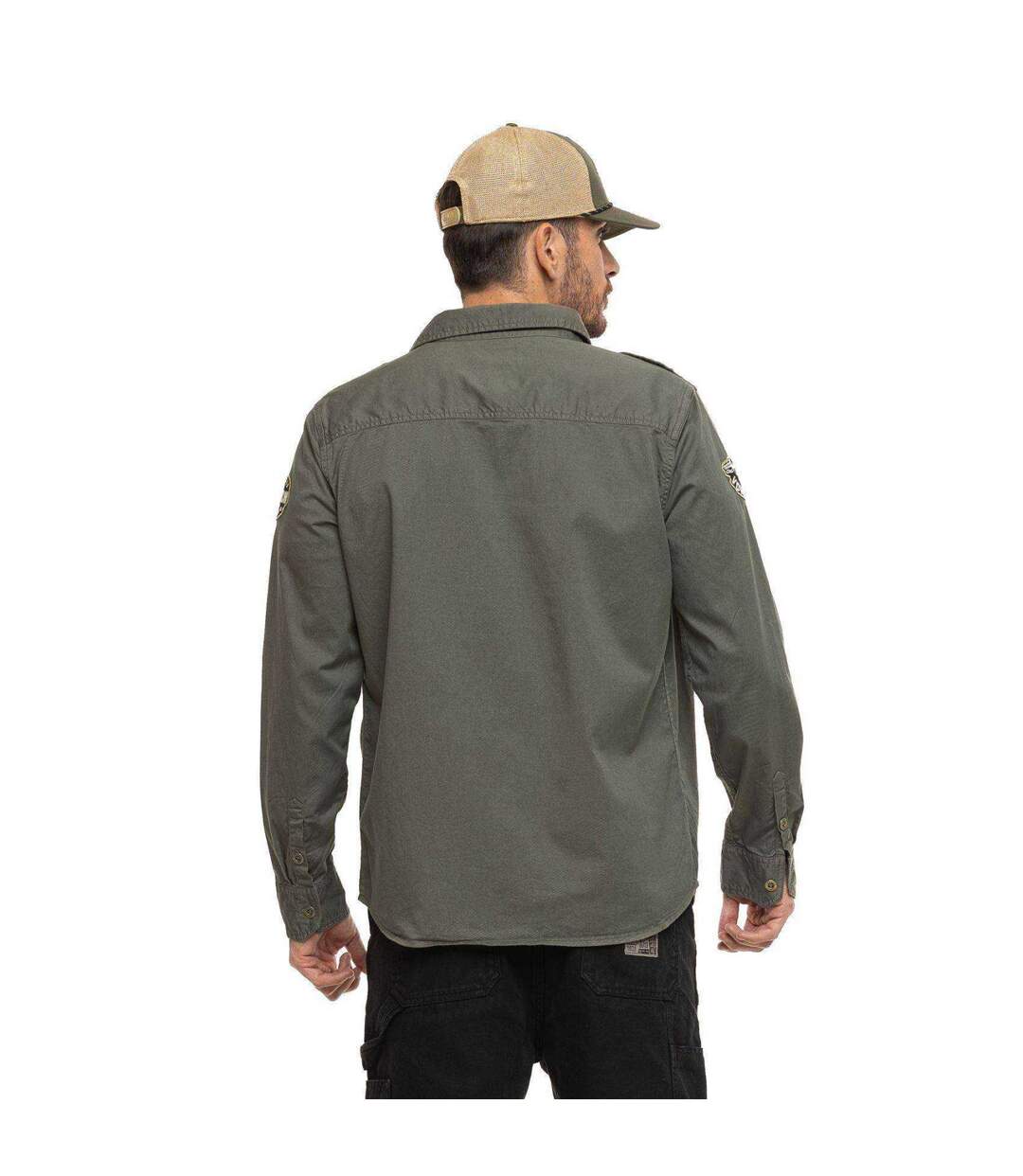 Chemise homme manches longues en twill avec patchs Ivy Vondutch-3