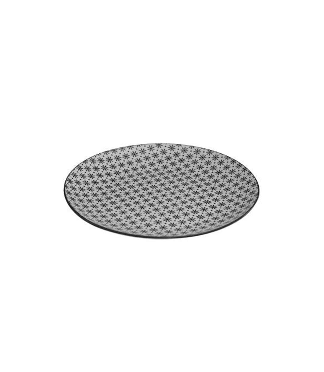 Lot de 6 Assiettes Plates Bohemia Fleur 26cm Noir-2