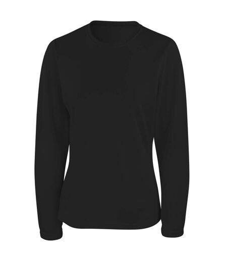 Spiro Ladies/Womens Sports Quick-Dry Long Sleeve Performance T-Shirt (Black)