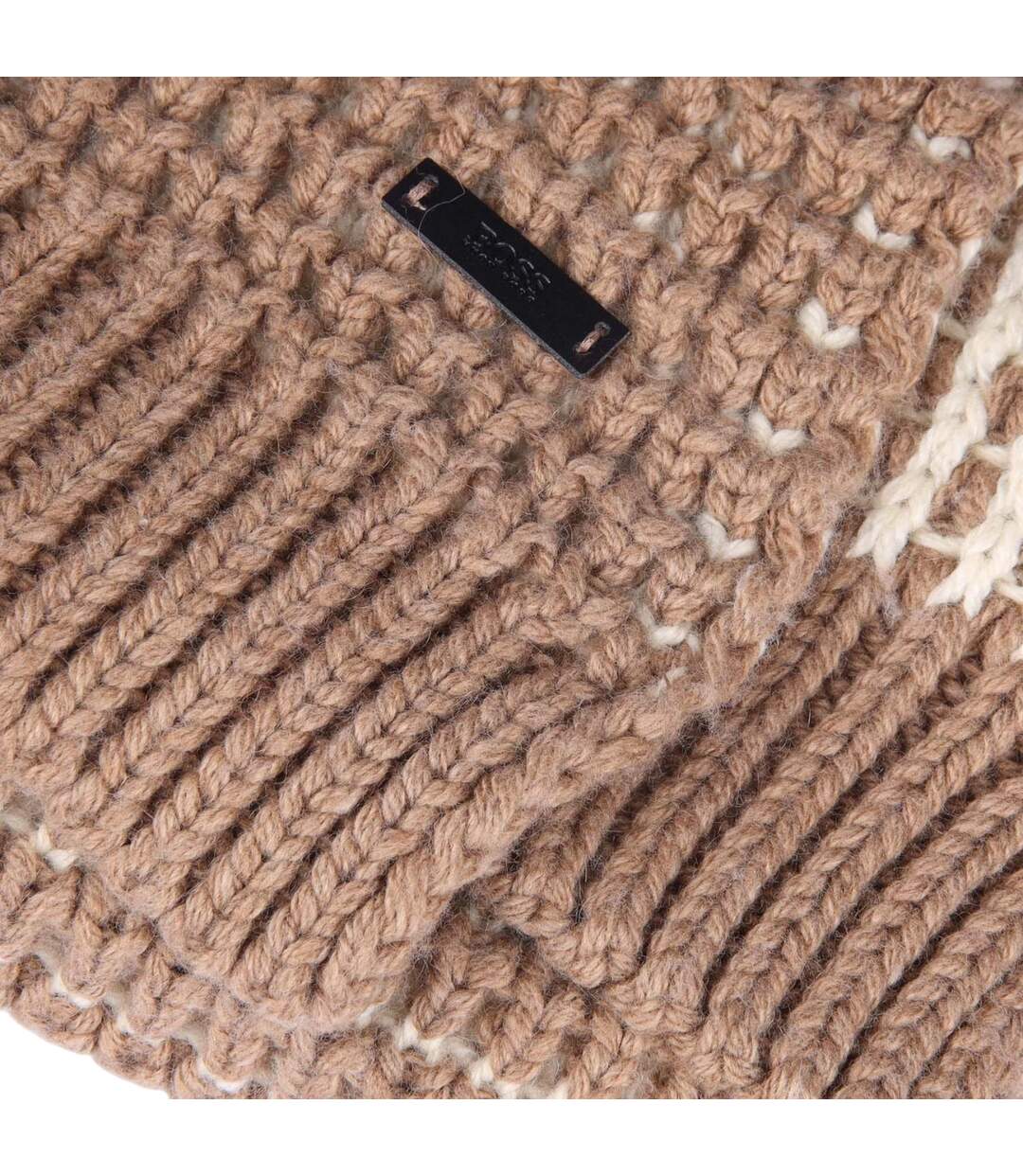 Womens/ladies Namato Two Tone Chunky Knit Scarf One Size Beige Boss-2