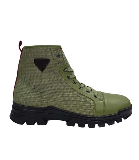 Mens Lucas Leather Combat Boots Light Green Firetrap