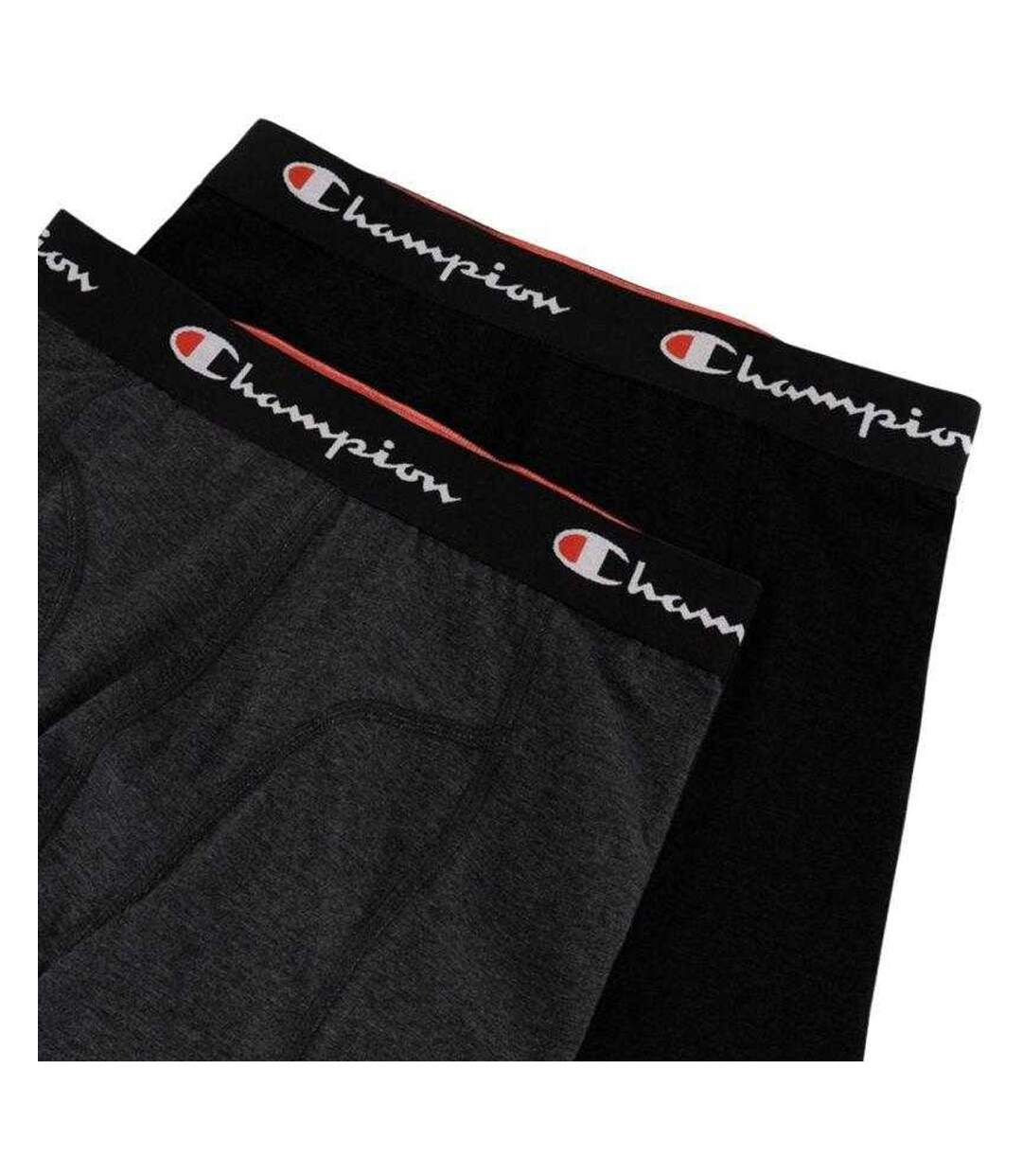 Pack Of 2  Mens Logo Boxer Shorts  Black Silver Champion-4