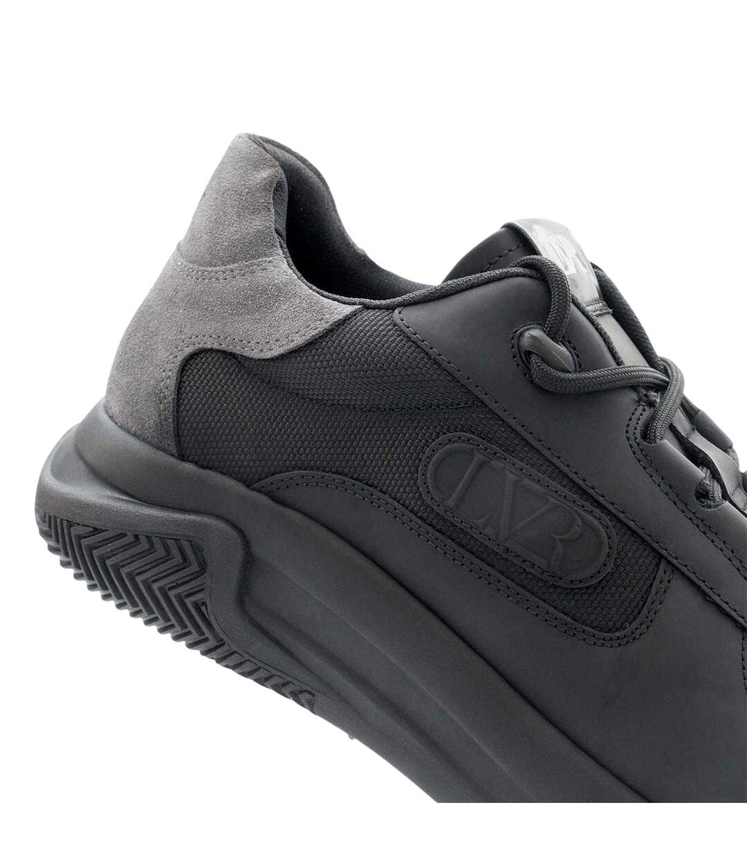 Mens Pacific 2.0 Leather Chunky Flat Trainers Black Lavair-3