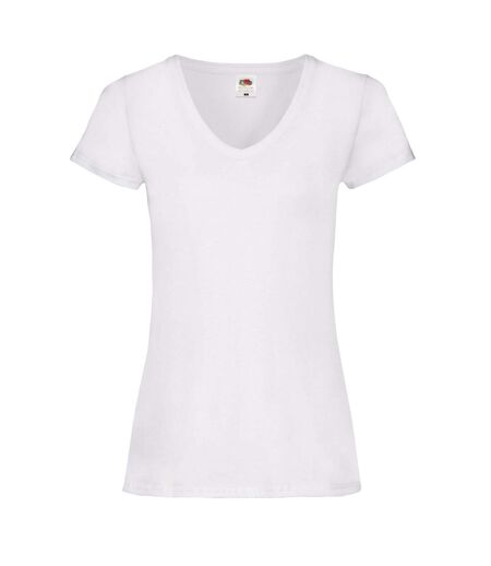 Fruit of the Loom Womens/Ladies V Neck Lady Fit T-Shirt (White)