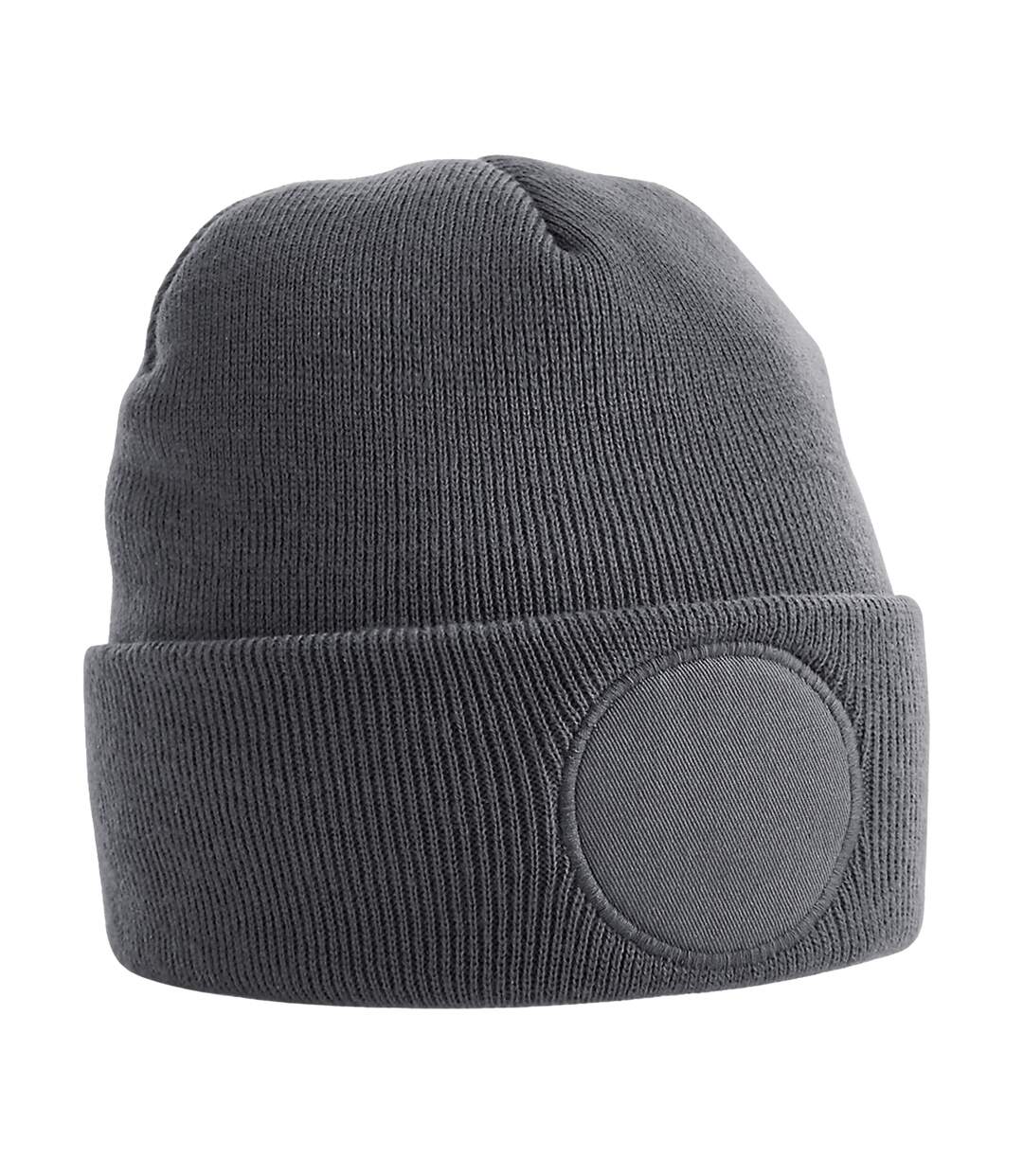 Unisex Adult Patch Beanie Graphite Beechfield-1