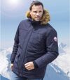 Men's Navy Winter Chill Parka - Faux Fur Hood Atlas For Men