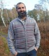 Men's Grey Patterned Knitted Jacket - Full Zip Atlas For Men