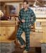 Men's Tartan-Style Flannel Pajamas - Green Navy