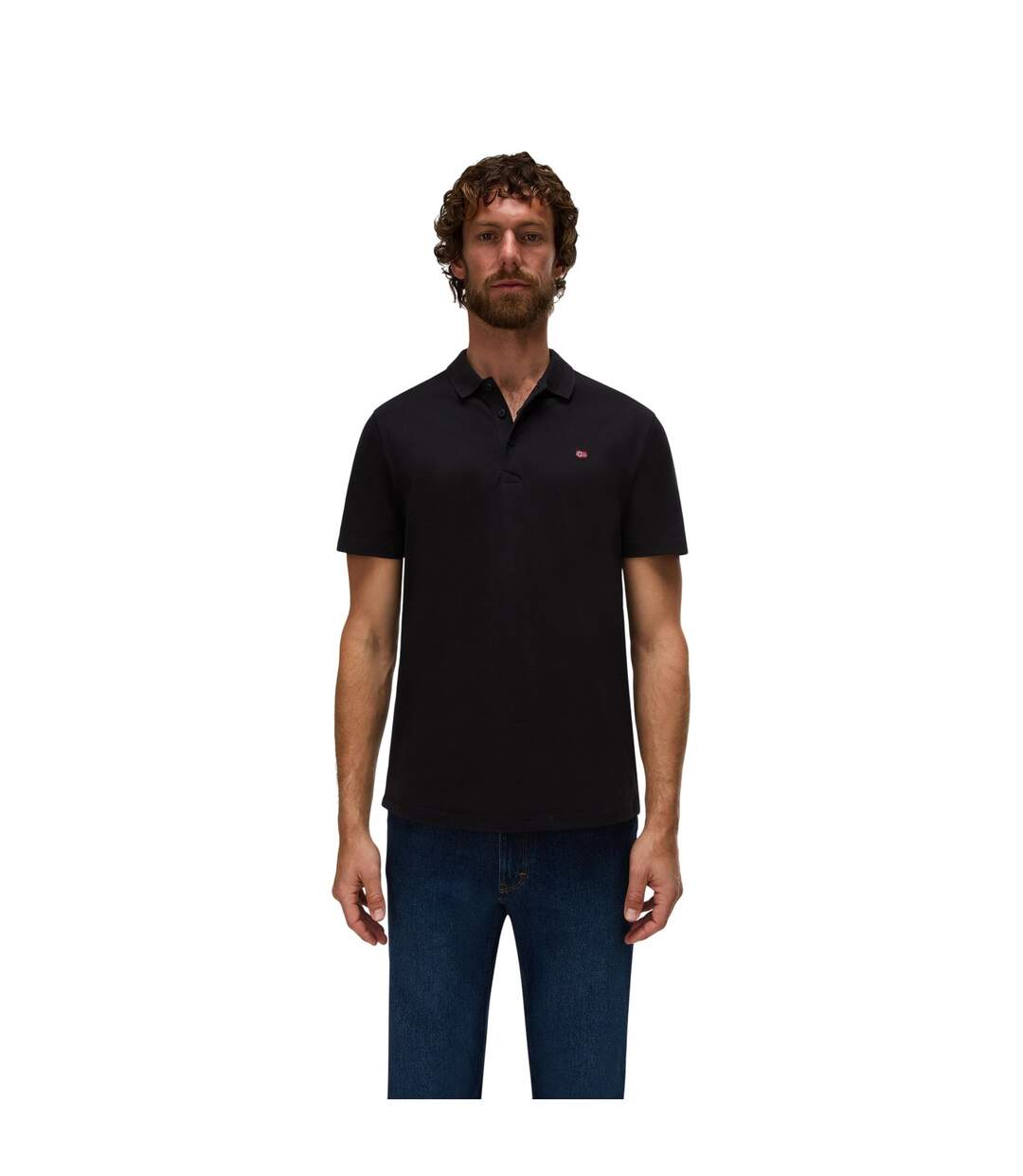 Mens Regular Polo Shirt Black Napapijri-4