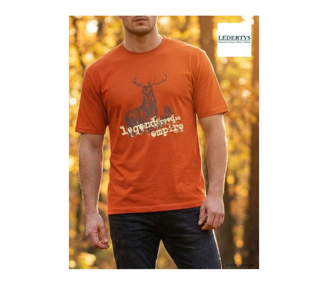 Tee-shirt Chasse Orange Ledertys LY0599O avec Motif Cerf-1