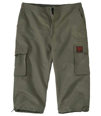 Men's Khaki Cropped Cargo Trousers