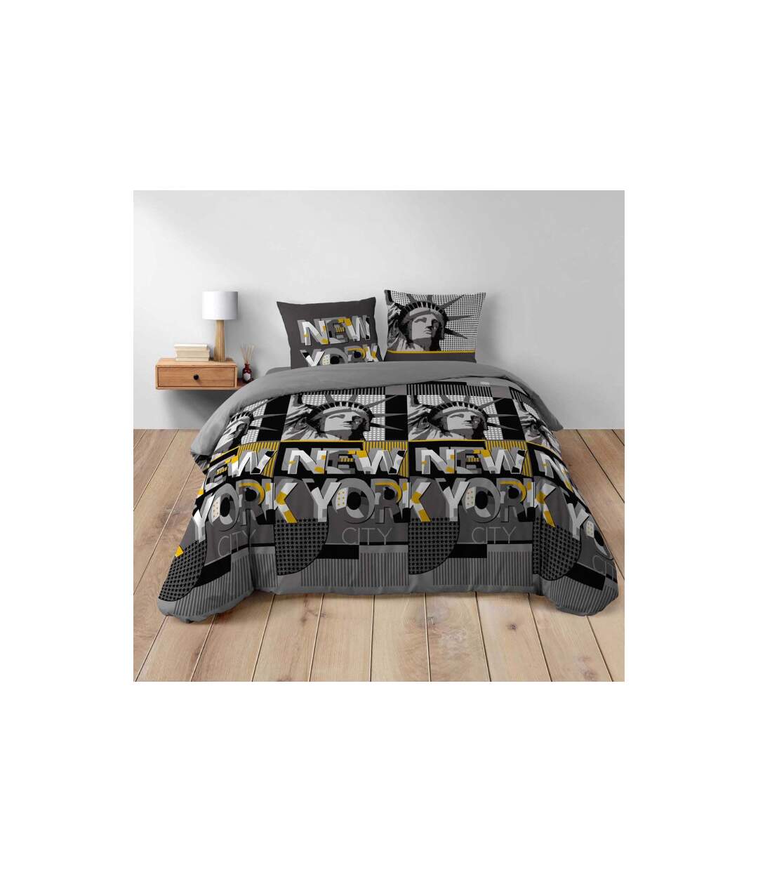 Parure de Lit 3 Pièces Big City 260x240cm Gris-4