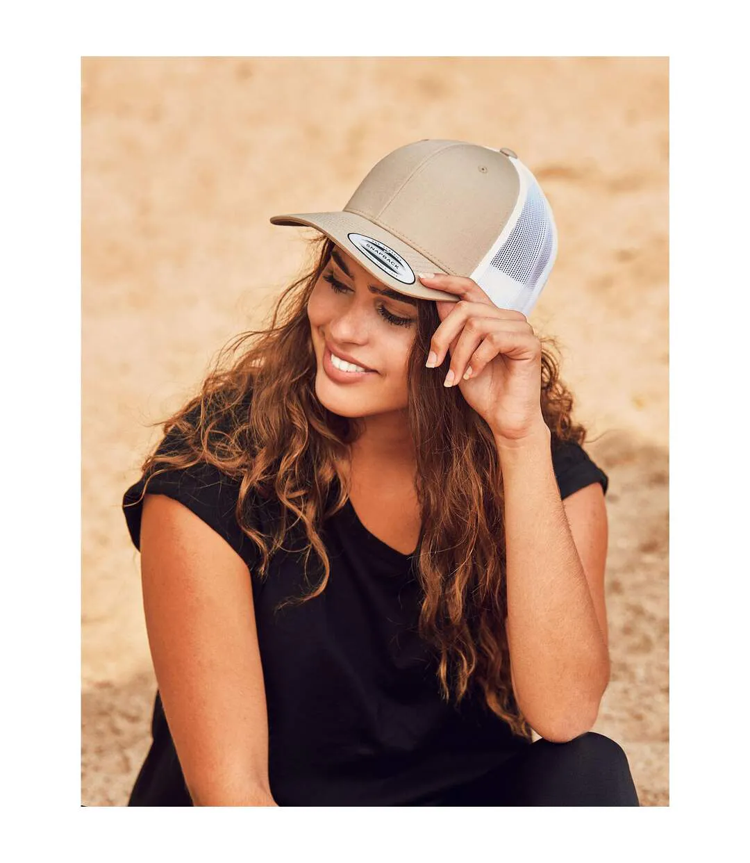 Casquette Trucker Motif/style Rétro Marron Kaki Flexfit-1