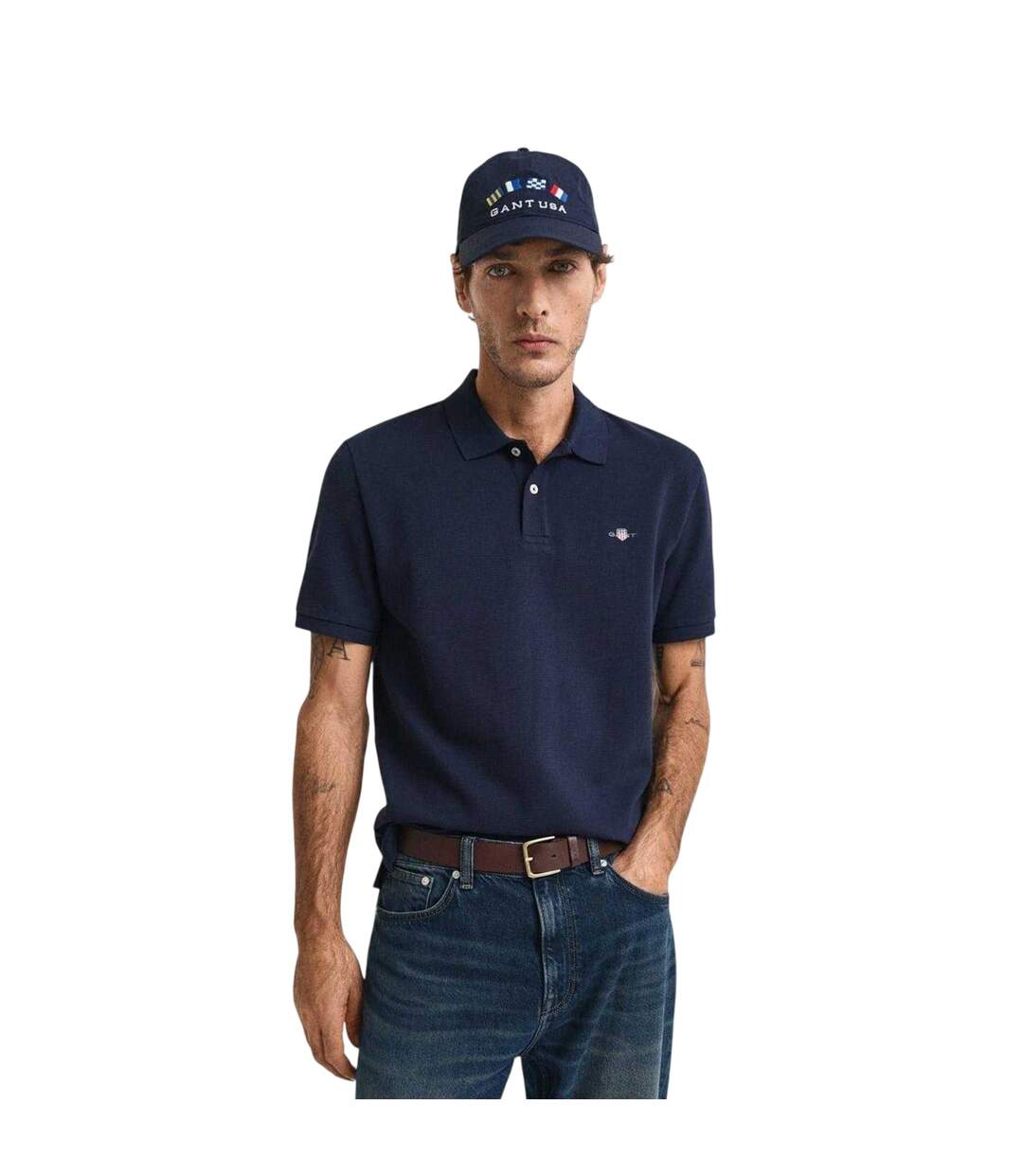Polo Homme Bleu Sombre Gant-2