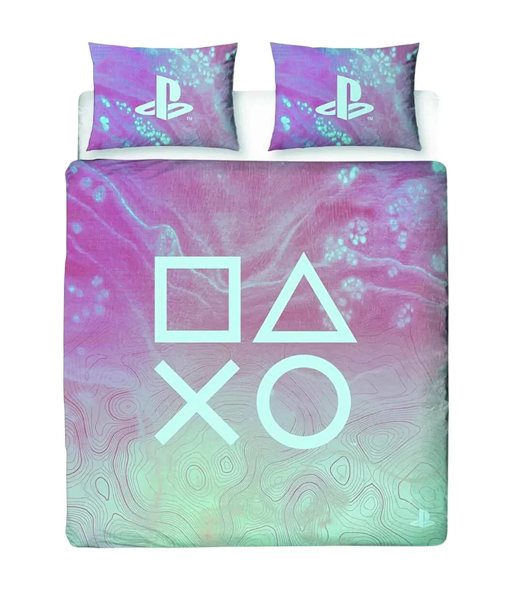 Parure De Lit Motif/style Effet Marbre Rose Playstation-1