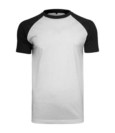Build Your Brand Mens Raglan Contrast Short Sleeve T-Shirt (White/Black)