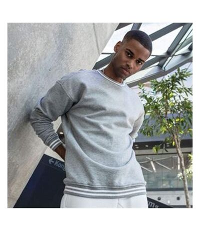 Sweat College Homme Gris Chiné Blanc Build Your Brand
