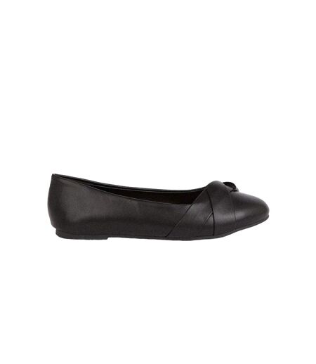 Womens/ladies Paige Wrap Detail Wide Ballerina Flats Black Dorothy Perkins
