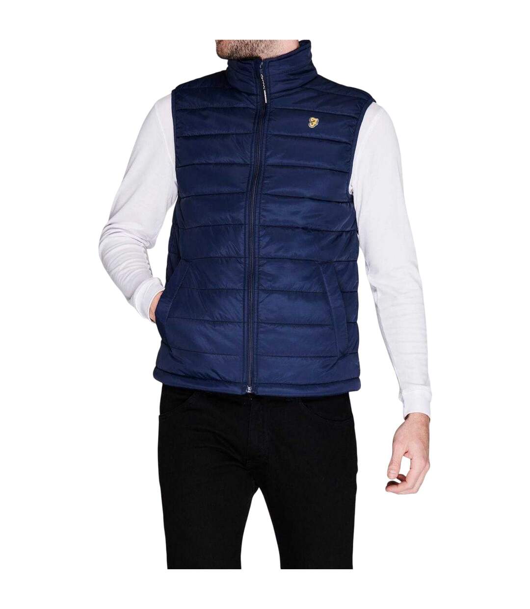 Mens Dover Quilted Gilet Yale Blue Farah-4