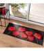 Tapis Déco Imprimé Coquelicots 50x120cm Noir & Rouge-4