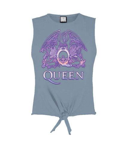 Amplified Womens/Ladies Neon Sign Queen Sleeveless Crop Top (Strange Blue)