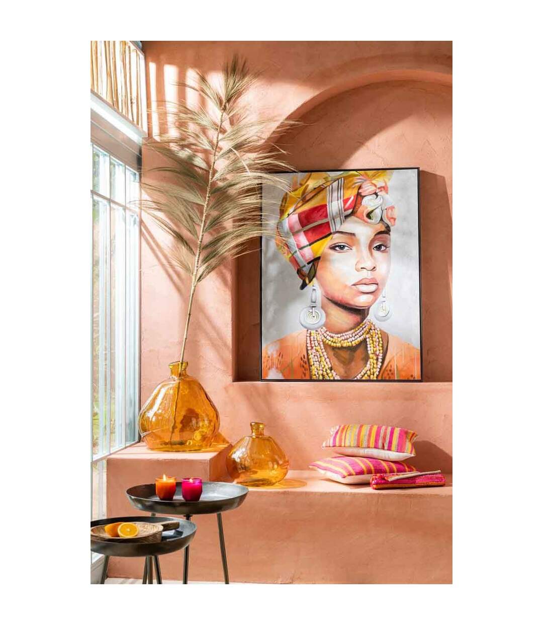 Vase Rond Design en Verre Laura 47cm Ocre-2