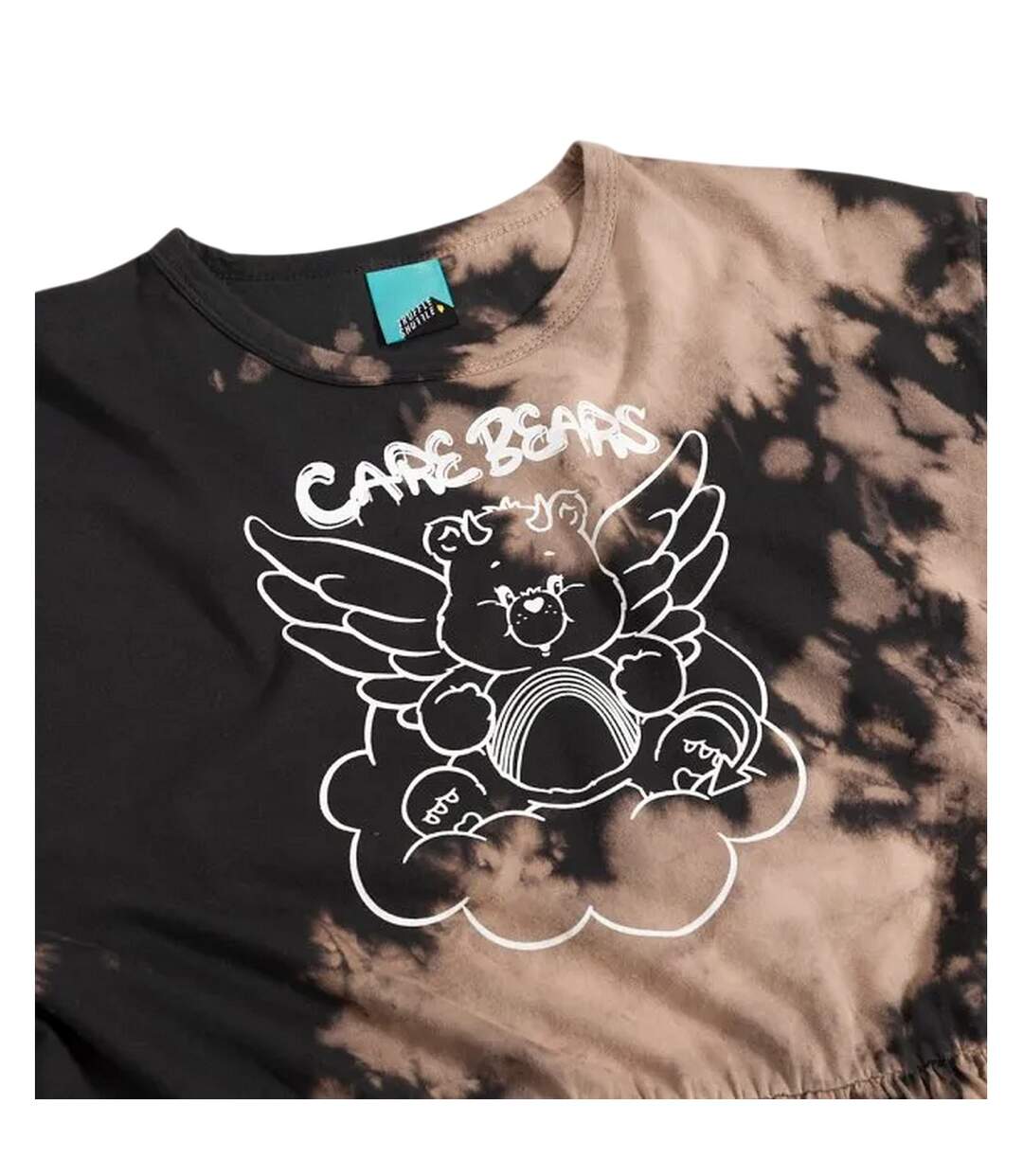 Womens/ladies Bad Angel Midi Tie Dye Smock Dress Black Care Bears-4