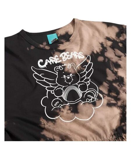 Womens/ladies Bad Angel Midi Tie Dye Smock Dress Black Care Bears