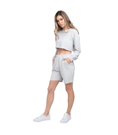 Womens/ladies Crop Sweatshirt Grey SikSilk