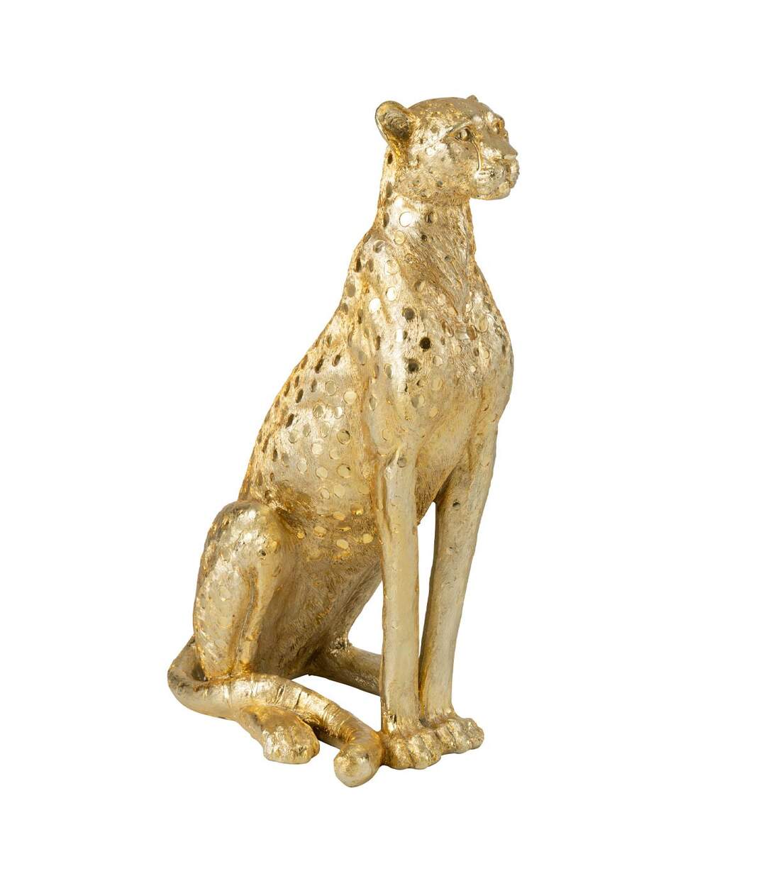 Statue Léopard Assis Odis 88cm Doré-1