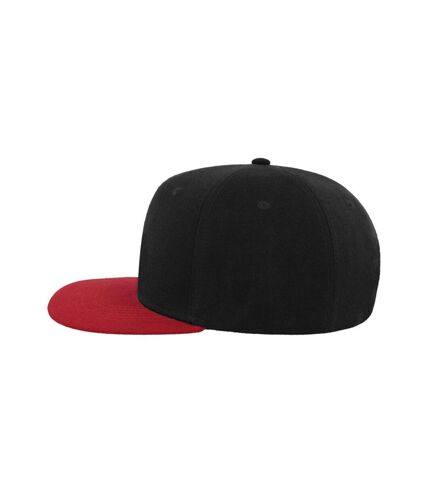 Atlantis Snap Back Flat Visor 6 Panel Cap (Pack of 2) (Black/Red) - UTAB423