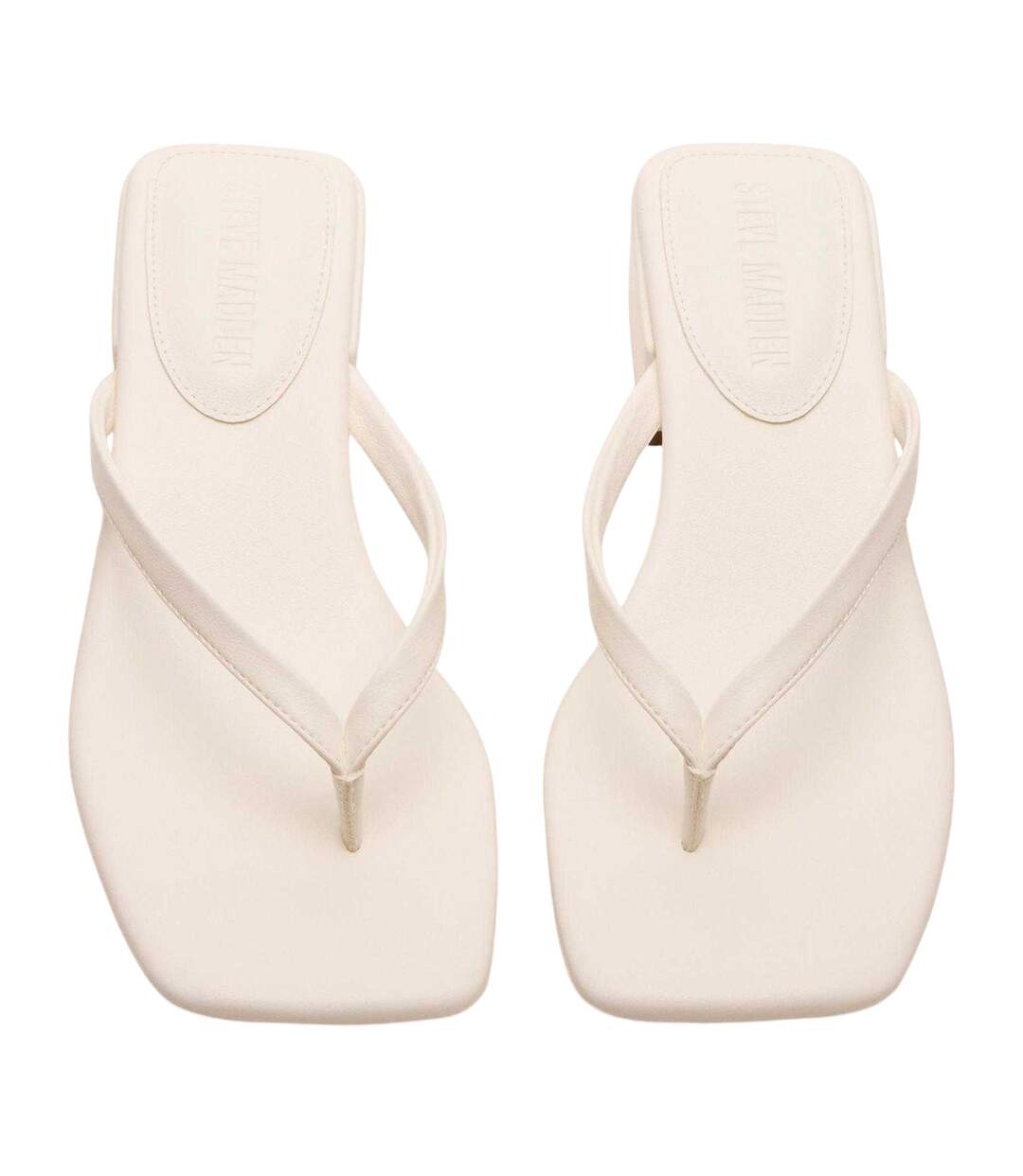 Womens/ladies Caribbean Leather T-bar Flip Flops White Steve Madden-3
