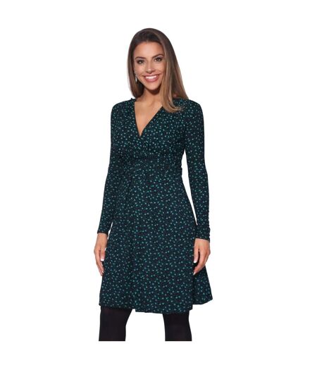 Krisp Womens/Ladies Ditsy Print Knot Front Dress (Teal) - UTKP224