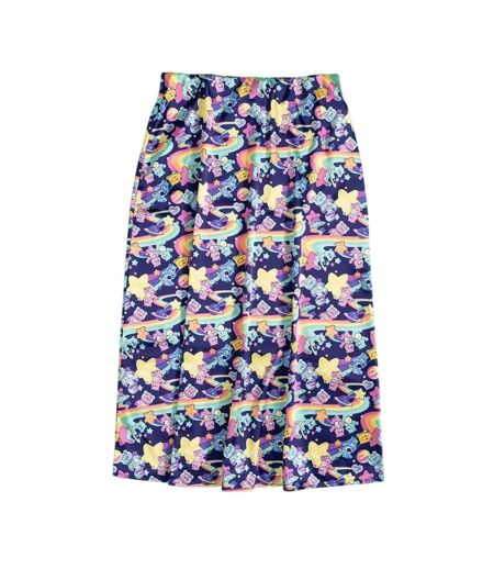 Womens/ladies Galaxy Satin Skirt Purple Care Bears