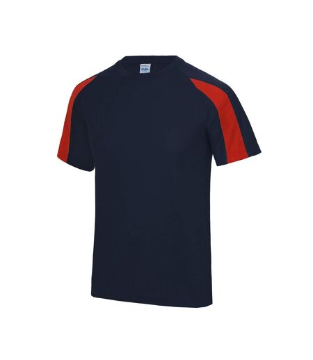 AWDis Cool Mens Contrast Moisture Wicking T-Shirt (French Navy/Fire Red) - UTPC5918