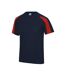 AWDis Cool Mens Contrast Moisture Wicking T-Shirt (French Navy/Fire Red)