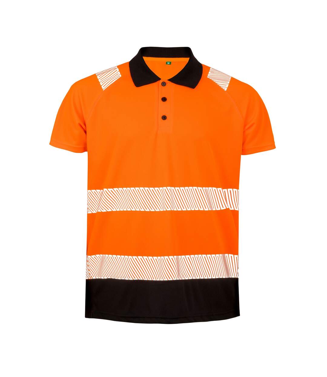Polo Haute Visibilité Adulte Orange Fluo Noir Result Genuine Recycled-1