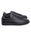 Mens Bradley Leather Low Cut Flat Trainers Triple Black CLAE-3