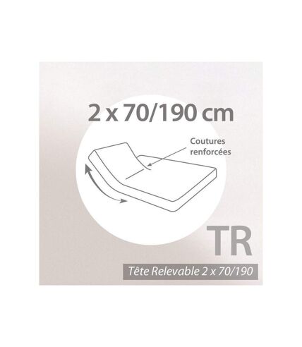 Drap housse relaxation uni 2x70x190 cm coton ALTO Blanc TR Tête relevable