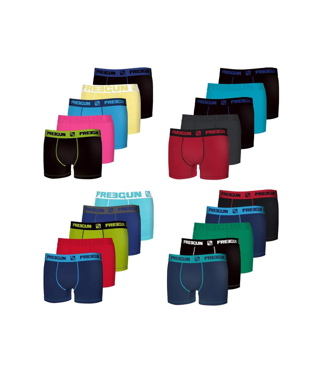 Pack Surprise de 5 Boxers homme en coton Freegun